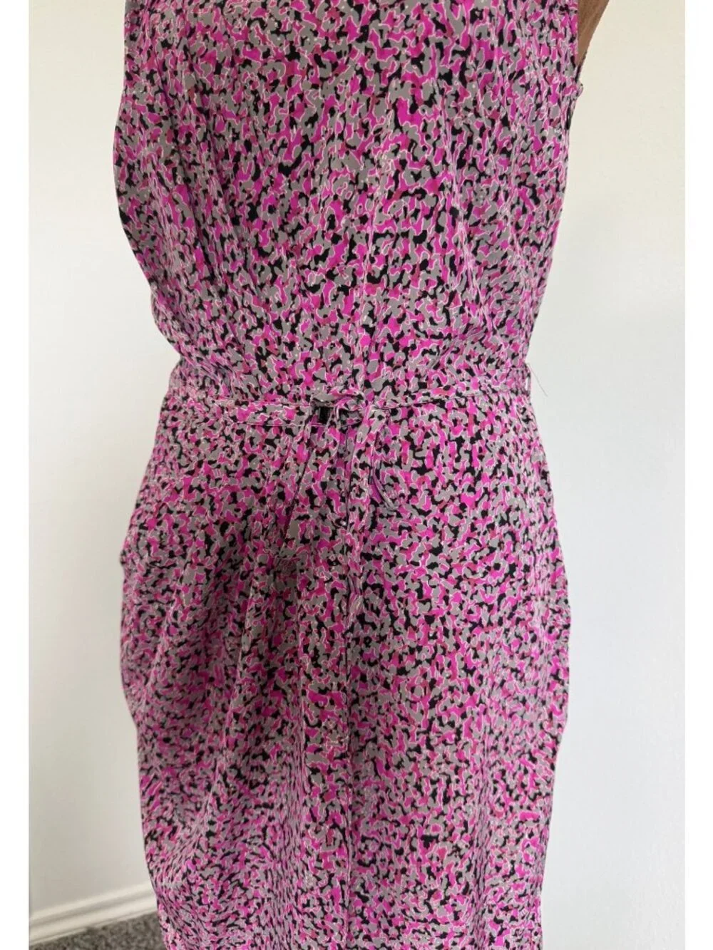 Armani Exchange Sleeveless Round Neck Faux Wrap Abstract Dress Women's Size 0